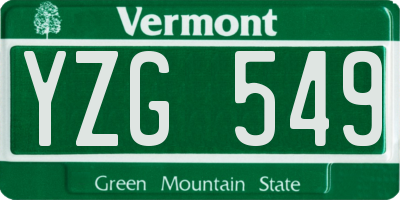 VT license plate YZG549