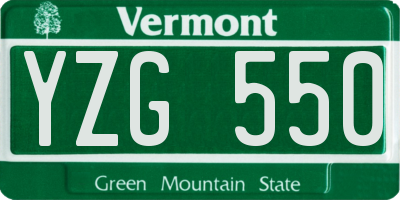 VT license plate YZG550