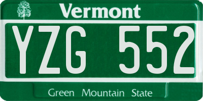 VT license plate YZG552