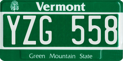 VT license plate YZG558