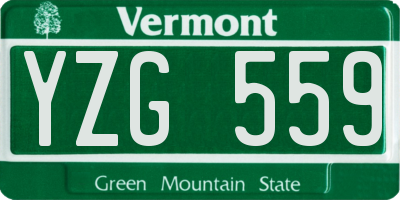 VT license plate YZG559