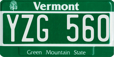 VT license plate YZG560