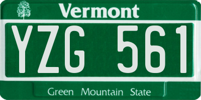 VT license plate YZG561