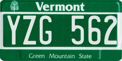 VT license plate YZG562