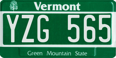 VT license plate YZG565