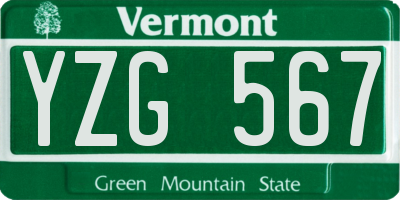 VT license plate YZG567