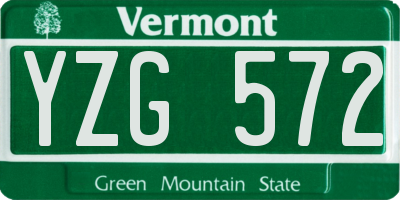 VT license plate YZG572