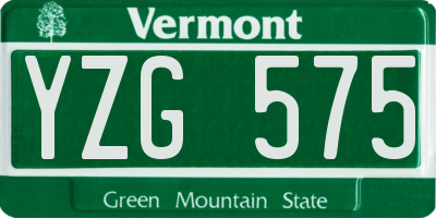 VT license plate YZG575