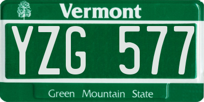 VT license plate YZG577