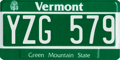VT license plate YZG579
