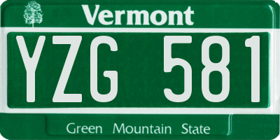 VT license plate YZG581