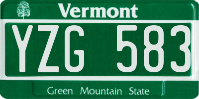 VT license plate YZG583