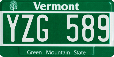 VT license plate YZG589