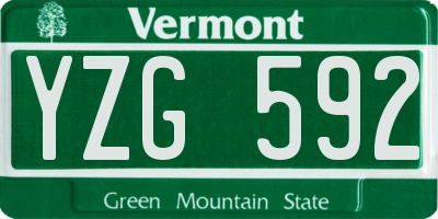VT license plate YZG592