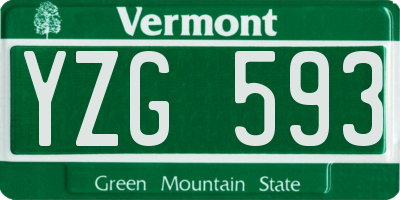VT license plate YZG593