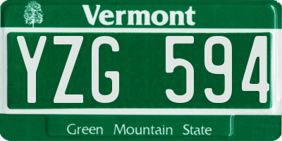 VT license plate YZG594