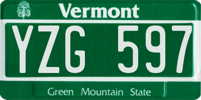 VT license plate YZG597