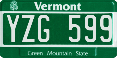 VT license plate YZG599
