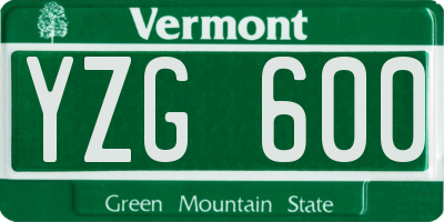 VT license plate YZG600