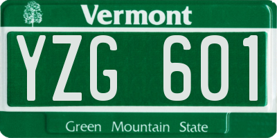VT license plate YZG601