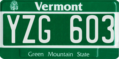 VT license plate YZG603
