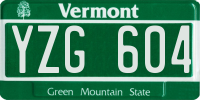 VT license plate YZG604
