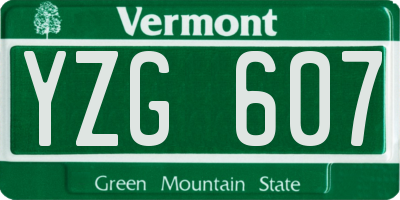 VT license plate YZG607