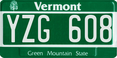 VT license plate YZG608