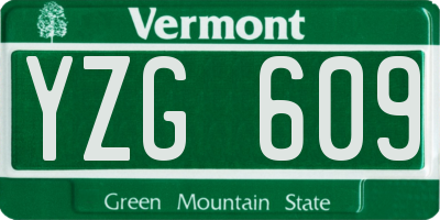 VT license plate YZG609