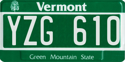 VT license plate YZG610