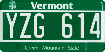 VT license plate YZG614