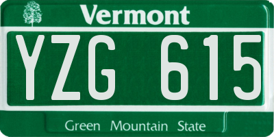 VT license plate YZG615