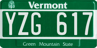 VT license plate YZG617