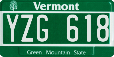 VT license plate YZG618