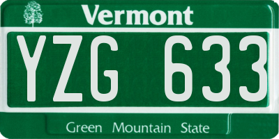 VT license plate YZG633