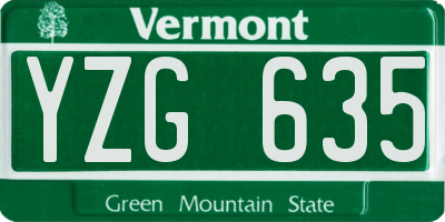 VT license plate YZG635