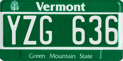 VT license plate YZG636