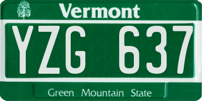 VT license plate YZG637