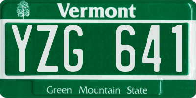 VT license plate YZG641