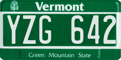 VT license plate YZG642