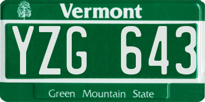 VT license plate YZG643