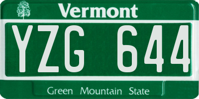 VT license plate YZG644