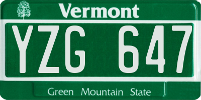 VT license plate YZG647