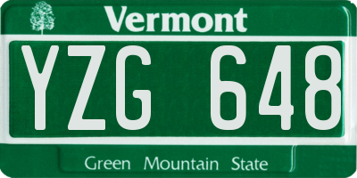 VT license plate YZG648