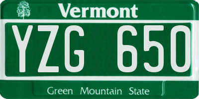 VT license plate YZG650