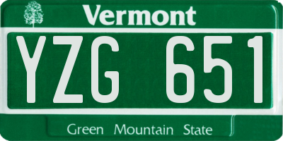 VT license plate YZG651