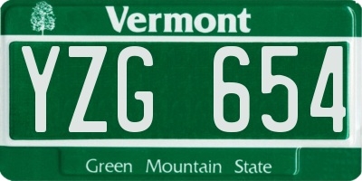 VT license plate YZG654