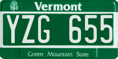 VT license plate YZG655