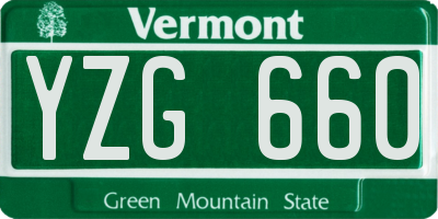 VT license plate YZG660