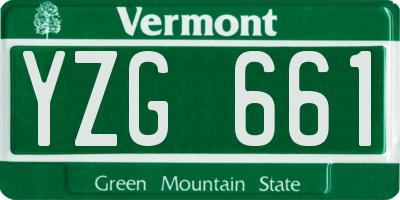 VT license plate YZG661